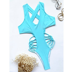 2021 Sexy Women One Piece Swimsuit Bandage Female Swimwear High Cut Monokini Push Up Swimming Suit Beachwear Outfit Bathing Suit