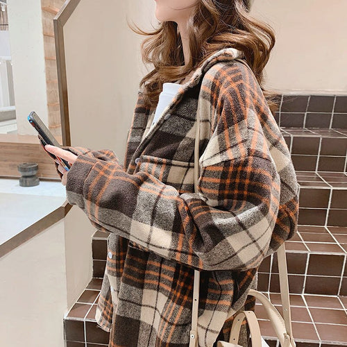 2021 Spring Button Up Shirt Korean Style Oversized Plaid Shirts Blouse Women Cotton Blouse Long Sleeve Plus Size Blouses Blusas