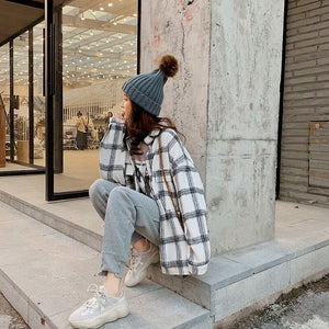 2021 Spring Button Up Shirt Korean Style Oversized Plaid Shirts Blouse Women Cotton Blouse Long Sleeve Plus Size Blouses Blusas