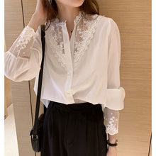 Load image into Gallery viewer, 2021 Spring Fashion Button Up Lace Shirt Vintage Blouse Women White Black Lady Long Sleeves Female Loose Street Shirts Oversized