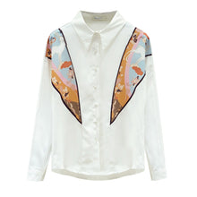 Load image into Gallery viewer, 2021 Spring Long Sleeve Chiffon Blouse Shirt Fashion Elegant Loose Office Lady Shirt Patchwork Plus Size Female Tops