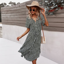 Load image into Gallery viewer, 2021 Spring New Bandage Dress Women Casual Short Sleeve Button Floral Print Dress For Woman Summer Holiday Style Dress