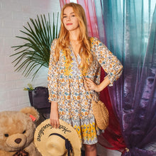 Load image into Gallery viewer, 2021 Spring New Oversize Floral Print Dress Women Butterfly Sleeve V Neck Short Dress For Women Fashion Loose Summer Dress