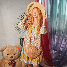 Load image into Gallery viewer, 2021 Spring New Oversize Floral Print Dress Women Butterfly Sleeve V Neck Short Dress For Women Fashion Loose Summer Dress