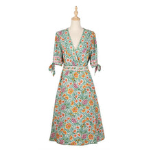 Load image into Gallery viewer, 2021 Spring New Print Dress Women Casual V Neck High Waist Half Sleeve Floral Dress For Women Holiday Style Summer Dress