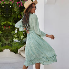 Load image into Gallery viewer, 2021 Spring New Sexy V Neck Print Dress Women Casual Butterfly Sleeve High Waist  Dress For Women Sexy Summer Chiffon Dress