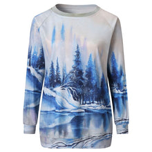 Load image into Gallery viewer, 2021 Spring New Women&#39;s Landscape Printed Large Long Sleeve T-shirt Befree Harajuku Vintage Modis Tumblr Plus Size Tops Gothic