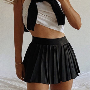 2021 Spring Summer New Short High Waist Skirt Pleated Korean Fashion Casual Skirt Harajuku Clothes Skirts Womens Boho Streetwear