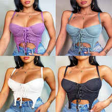 Load image into Gallery viewer, 2021 Spring Summer Sexy Spaghetti Strap Backless Draped Tank Top Women Solid Bodycon Strapless High Waist Crop Top