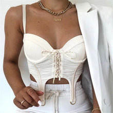 Load image into Gallery viewer, 2021 Spring Summer Sexy Spaghetti Strap Backless Draped Tank Top Women Solid Bodycon Strapless High Waist Crop Top