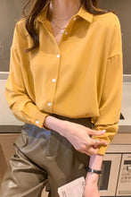 Load image into Gallery viewer, 2021 Spring Women Chiffon Shirt Fashion Casual Turtleneck Long Sleeve Solid Color Blouses Loose Casual Tops