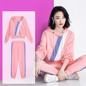 2021 Spring autumn New Suit Women's Sportswear two-piece Sets Korean loose large size fashion sweater Hooded tops + casual pants