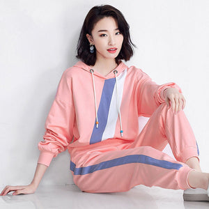 2021 Spring autumn New Suit Women's Sportswear two-piece Sets Korean loose large size fashion sweater Hooded tops + casual pants