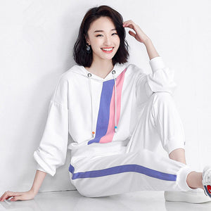 2021 Spring autumn New Suit Women's Sportswear two-piece Sets Korean loose large size fashion sweater Hooded tops + casual pants