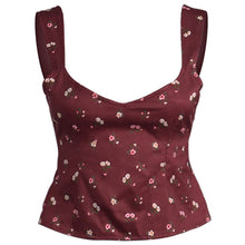 Load image into Gallery viewer, 2021 Square Collar Bandage Crop Tops Camisole Burgundy Fashion Temperament Personality Summer Sexy Floral Women Top New