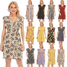 Load image into Gallery viewer, 2021 Summer Autumn Floral Print Beach Bodycon Dress Elegant Women Sundress Lace Clothes Party Dresses Vintage Gothic Harajuku