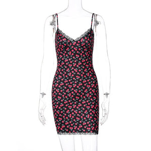 2021 Summer Autumn Sexy Floral Print Beach Strap Bodycon Dress Boho Elegant Women Sundress Corset Party Ladies Dresses Gothic