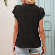 Load image into Gallery viewer, 2021 Summer Blusas Women Shirts Sexy V Neck With Drawstring Petal Sleeve Hollow Out Holes Blouse Shirt Casual Loose Female Tops