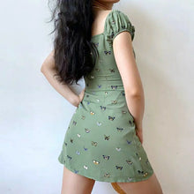 Load image into Gallery viewer, 2021 Summer Butterfly Print  Boho Tie Neck Mini Sexy White Women Dress Elegant Puff Sleeve Y2k Casual Party Beach Light Dresses