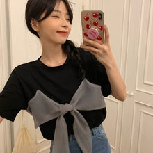 Load image into Gallery viewer, 2021 Summer Clothing New Bow Design Wide T Tee Shirt Femme Harajuku Tops Tshirt Women Kawaii Korean Clothes Streetwear Fashion