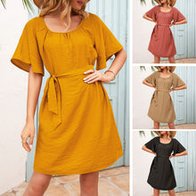 Load image into Gallery viewer, 2021 Summer Dress Women&#39;s Sundress Fashion Flare Sleeve Elegant Vestido Female Bohemian Party Mini Dresses Robe Femme