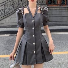 Load image into Gallery viewer, 2021 Summer Elegant French Vintage Dress Women Puff Sleeve Mini Robe Female Sweet Party Pleated Vestidos De Mujer Korean Fashion