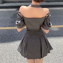 Load image into Gallery viewer, 2021 Summer Elegant French Vintage Dress Women Puff Sleeve Mini Robe Female Sweet Party Pleated Vestidos De Mujer Korean Fashion