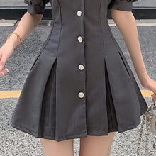 Load image into Gallery viewer, 2021 Summer Elegant French Vintage Dress Women Puff Sleeve Mini Robe Female Sweet Party Pleated Vestidos De Mujer Korean Fashion