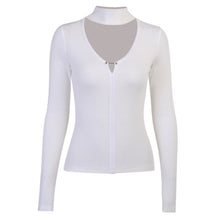 Load image into Gallery viewer, 2021 Summer Fashion New Sexy Beautiful Temperament Personality Big V Neck Solid Color Slim Long Sleeved Women&#39;s Top