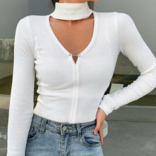 Load image into Gallery viewer, 2021 Summer Fashion New Sexy Beautiful Temperament Personality Big V Neck Solid Color Slim Long Sleeved Women&#39;s Top
