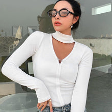 Load image into Gallery viewer, 2021 Summer Fashion New Sexy Beautiful Temperament Personality Big V Neck Solid Color Slim Long Sleeved Women&#39;s Top
