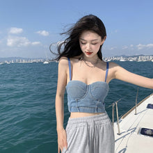 Load image into Gallery viewer, 2021 Summer Fashion Women&#39;s Clothing Cowboy Sling Ins Trend 2021 Korean Version New Wrapped Chest Sexy Tops Vest Tees Women