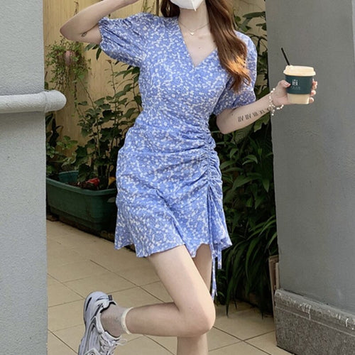 2021 Summer Flower Elegant Dress Women Beach Outing Bodycon Boho Fairy Casual Dress Female Party Design Korean Sweet Sundress
