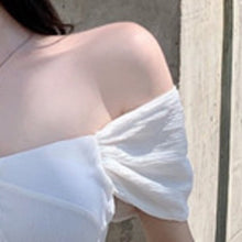 Load image into Gallery viewer, 2021 Summer Holiday Beach Spaghetti Strap Dresses Women Buttons Fashion Ruffles White Black Mini Robe Vestidos Vestido De Mujer