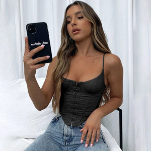 2021 Summer New Arrival White Sexy Tank Top for Women Solid Corduroy Crop Tops Camisole Casual Sleeveless Short T Shirt Brown