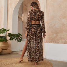Load image into Gallery viewer, 2021 Summer New Beach Vacation Leisure Suit Sexy Perspective Leopard Print Two-Piece Blouse