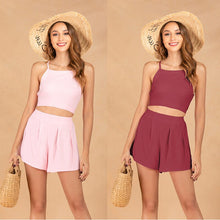 Load image into Gallery viewer, 2021 Summer New Bellyband Solid Color Halter Lace-Up Women&#39;s Shorts Suit
