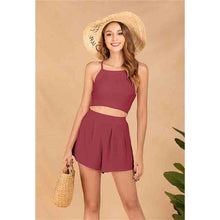 Load image into Gallery viewer, 2021 Summer New Bellyband Solid Color Halter Lace-Up Women&#39;s Shorts Suit
