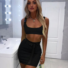 Load image into Gallery viewer, 2021 Summer New Fashion Suit Exposed Umbilical Short School Bag Buckle Camisole Belt Skirt Sportswear Women