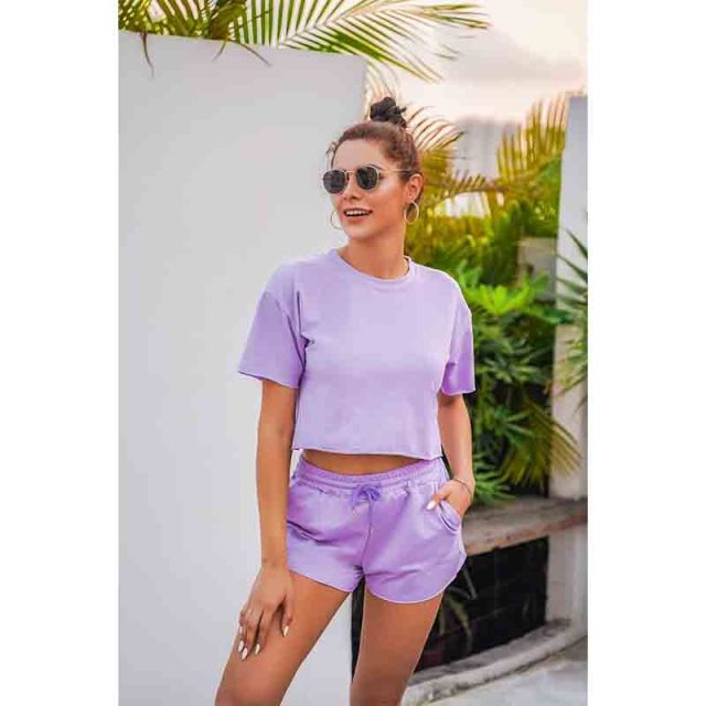 2021 Summer New Fashion T-Shirt + Casual Sports Shorts Two-Piece Suit Women