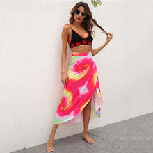 Load image into Gallery viewer, 2021 Summer New Fashion Tie-Dye Color Matching Printed Lace-Up Skirt One-Piece