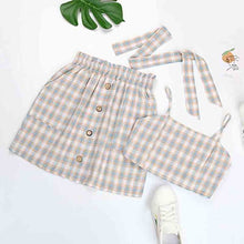 Load image into Gallery viewer, 2021 Summer New Sexy Sweet Plaid Sling Skirt Button Decoration Two-Piece Female