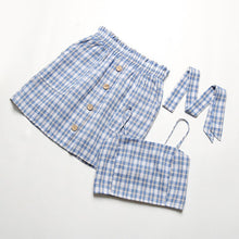 Load image into Gallery viewer, 2021 Summer New Sexy Sweet Plaid Sling Skirt Button Decoration Two-Piece Female