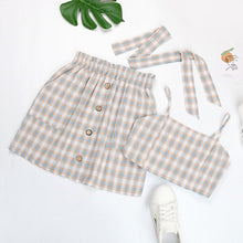 Load image into Gallery viewer, 2021 Summer New Sexy Sweet Plaid Sling Skirt Button Decoration Two-Piece Female