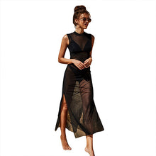 Load image into Gallery viewer, 2021 Summer New Solid Color Long Women&#39;s Sexy Sleeveless V-Neck Beach Blouse See-Through Split Bikini Swimsuit