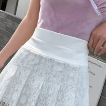 Load image into Gallery viewer, 2021 Summer New Style Miniskirt Women High Waist Lace Black White Sweet and Cute Student Skirt Fashion Pleated Skirt
