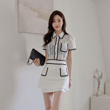 Load image into Gallery viewer, 2021 Summer New Women Work 2 Pieces Set Perspective Lace Blouses + Fashion Pencil Bodycon Skirt Casual Simple Skirt Suits