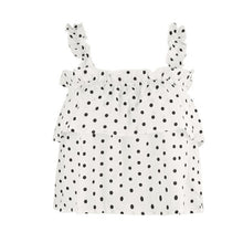 Load image into Gallery viewer, 2021 Summer New Women&#39;s Fashion Casual Polka Dot Slash Neck Ruffles Spaghetti Straps Sleeveless Loose Backless Crop Tops Ladies