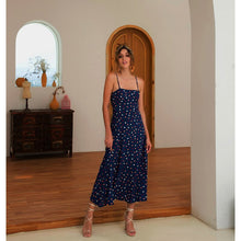Load image into Gallery viewer, 2021 Summer New Women&#39;s Fashion Casual Print Slash Neck Spaghetti Straps Sleeveless Backless Loose Waist Ankle Lenght Dress Lady