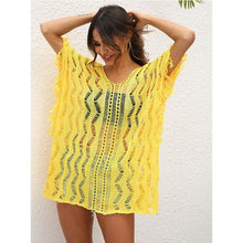 Load image into Gallery viewer, 2021 Summer New Women&#39;s Sexy Hollow Perspective Woven Top Wave Pattern Loose Beach Skirt